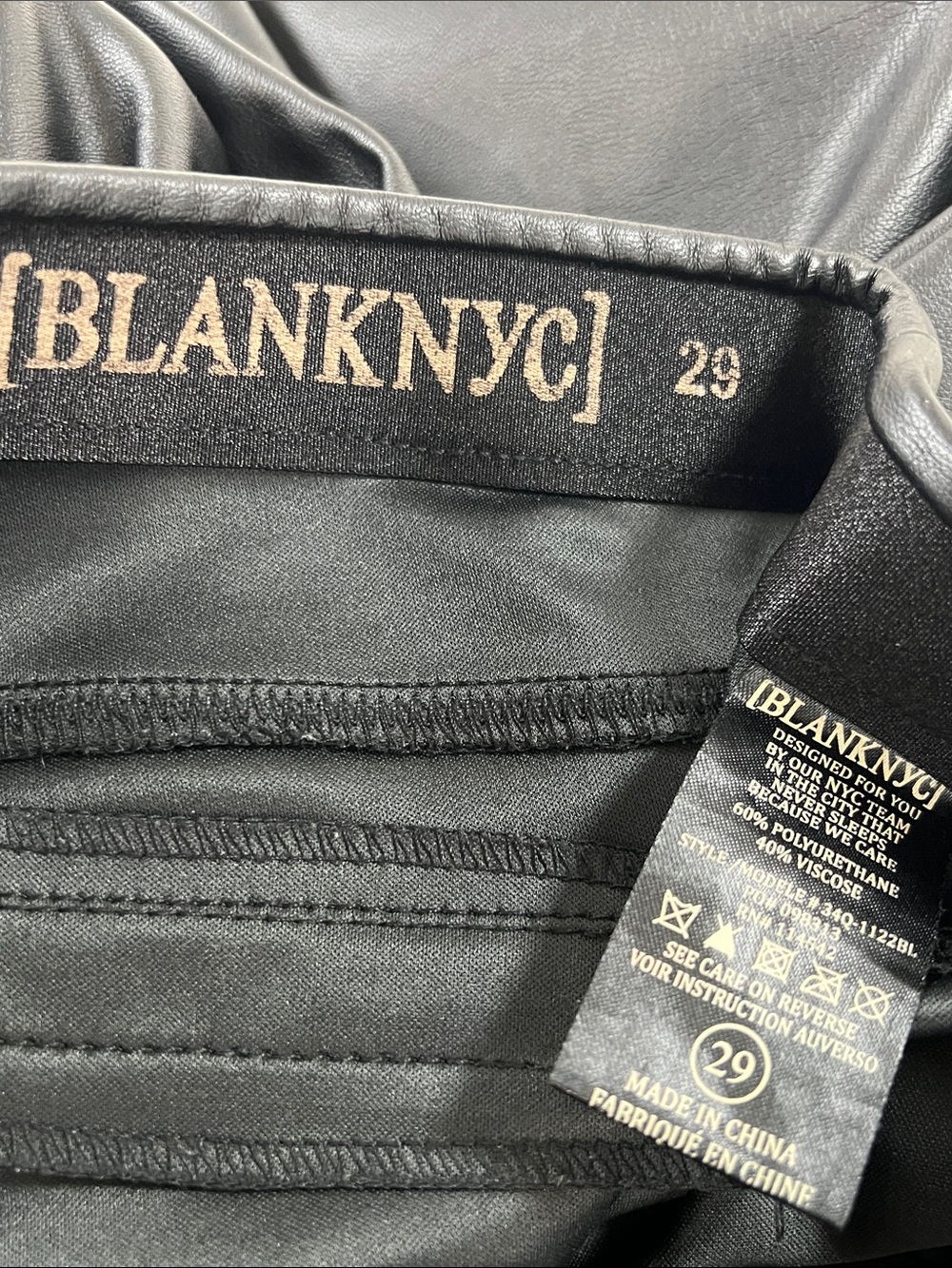 Blank NYC Women’s Black Faux Leather Skinny Jeans - Picture 7 of 12